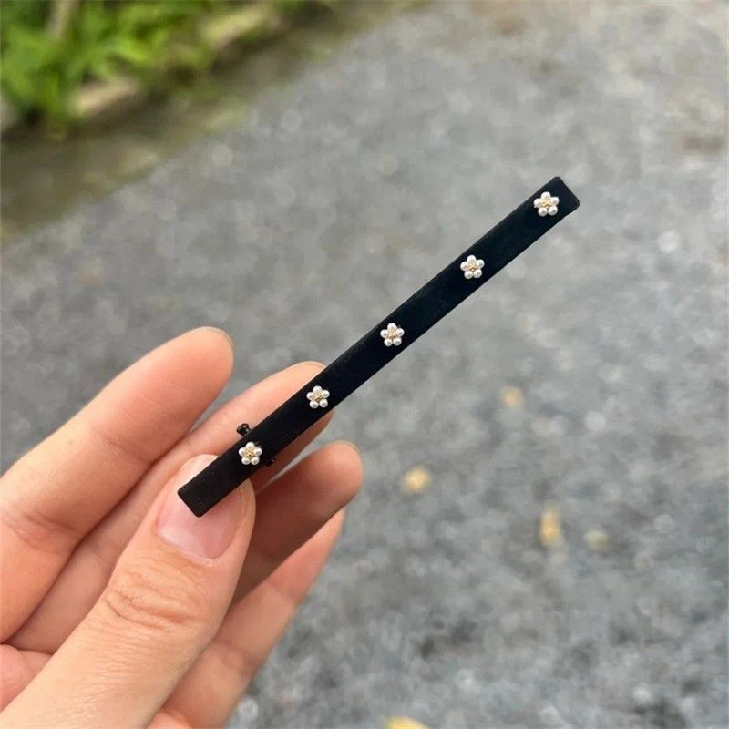气质贵女~珍珠小花发夹高级感花朵一字夹碎发刘海侧边夹发卡发饰