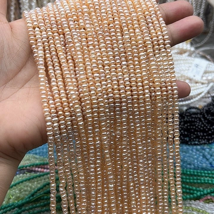 未镶嵌玛瑙/玉髓珠宝半成品一条4mm左右香槟珍珠算盘珠