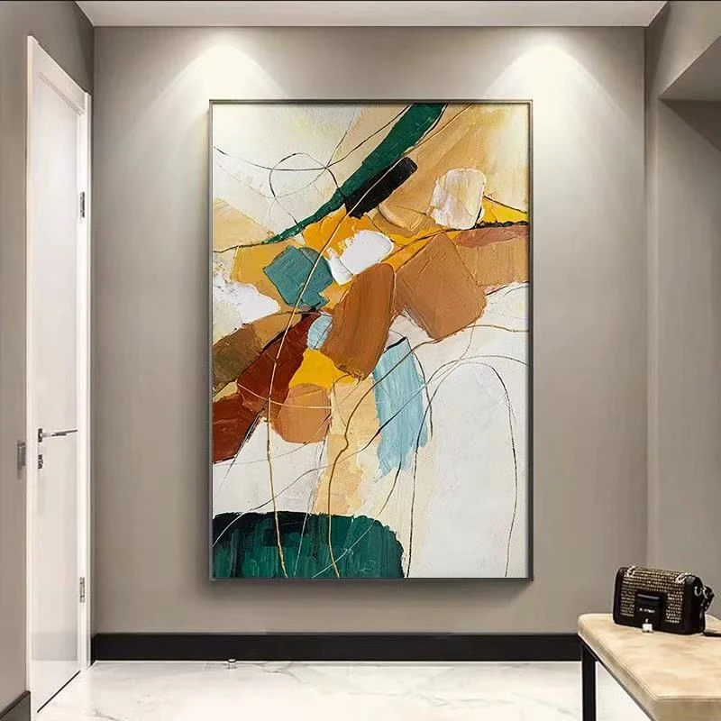 简约抽象轻奢纯工砂岩挂画客厅沙发背景墙奶油风新款装饰画高级感
