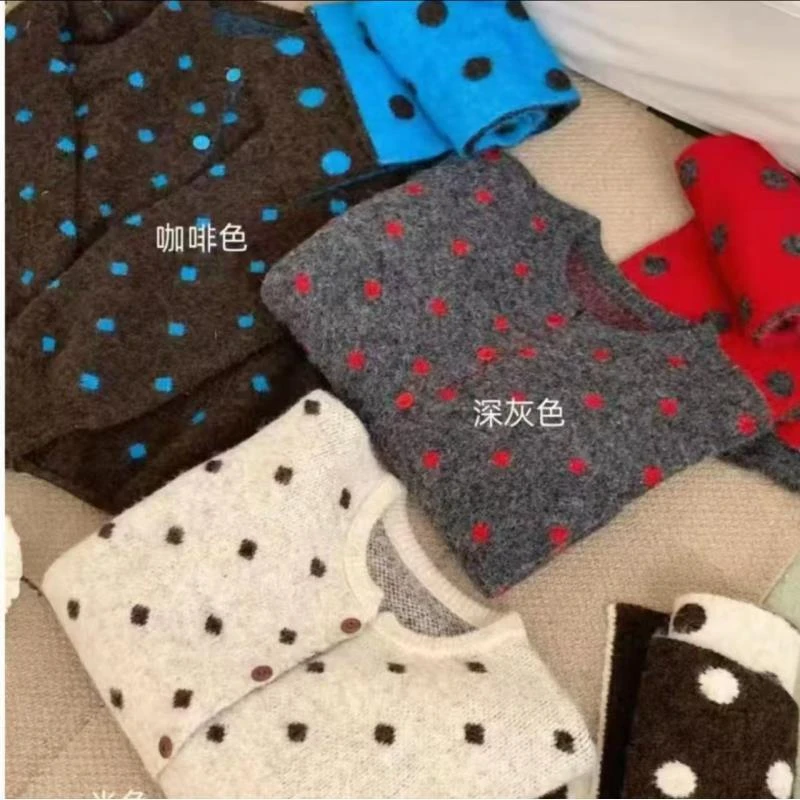 【配围巾】韩波点软糯百搭毛衣外套女秋冬新宽松显瘦加厚针织开衫