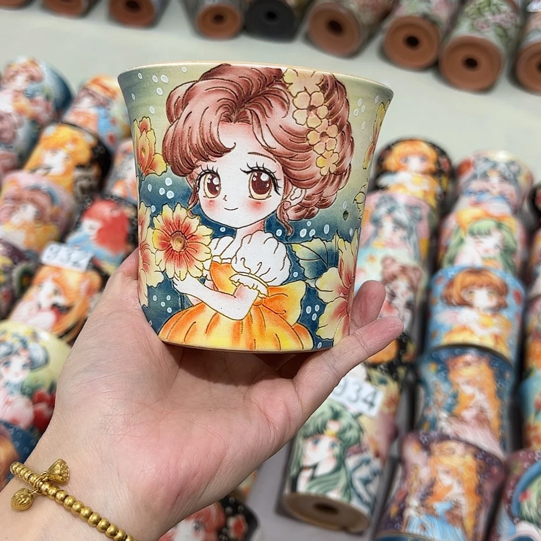 祺***宝景德镇炫彩手绘景德镇陶瓷花盆