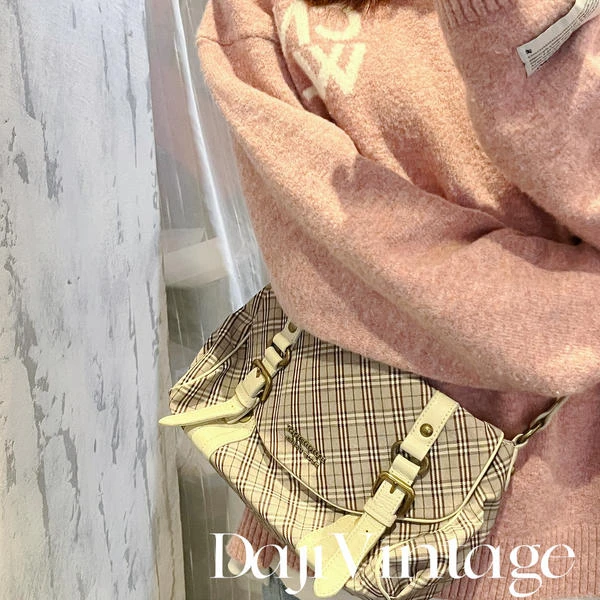 大吉中古/Burberry博柏利白色格纹邮差斜挎包