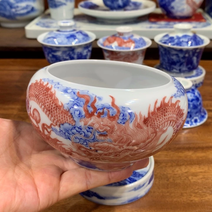 自成堂柴窑 青花釉里红