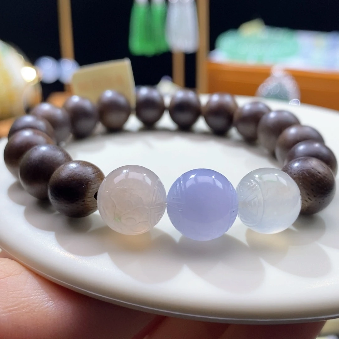 翡翠未镶嵌吊坠(不含链)翡翠雕刻圆珠手串
