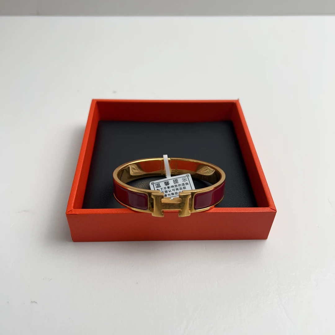 95新 Hermes/爱马仕 爱马仕大H暗红色手镯