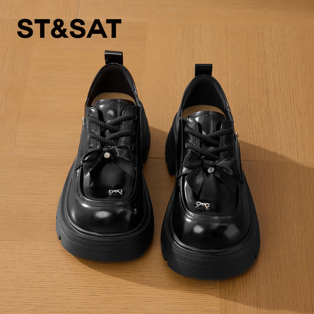 星期六黑色厚底乐福鞋女款爆款2025新款百搭小众鞋子女鞋秋季单鞋