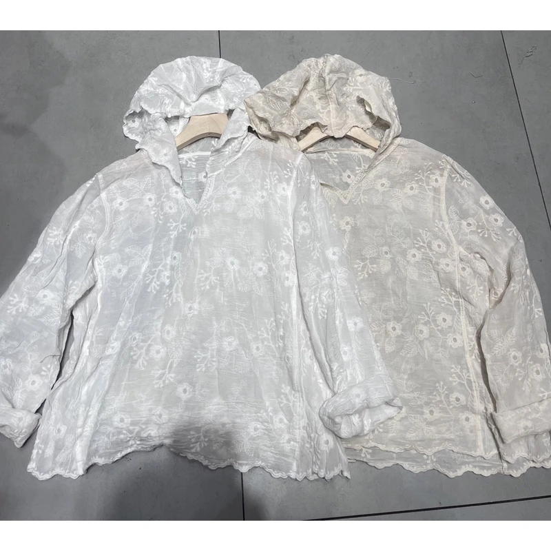 25款 套头连帽复古宽松棉纱刺绣文艺休闲小衫女LX 8013