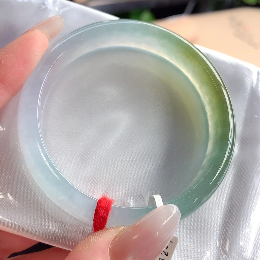 未镶嵌手镯翡翠天然A货翡翠56-57千金难买黄加绿薄装25号