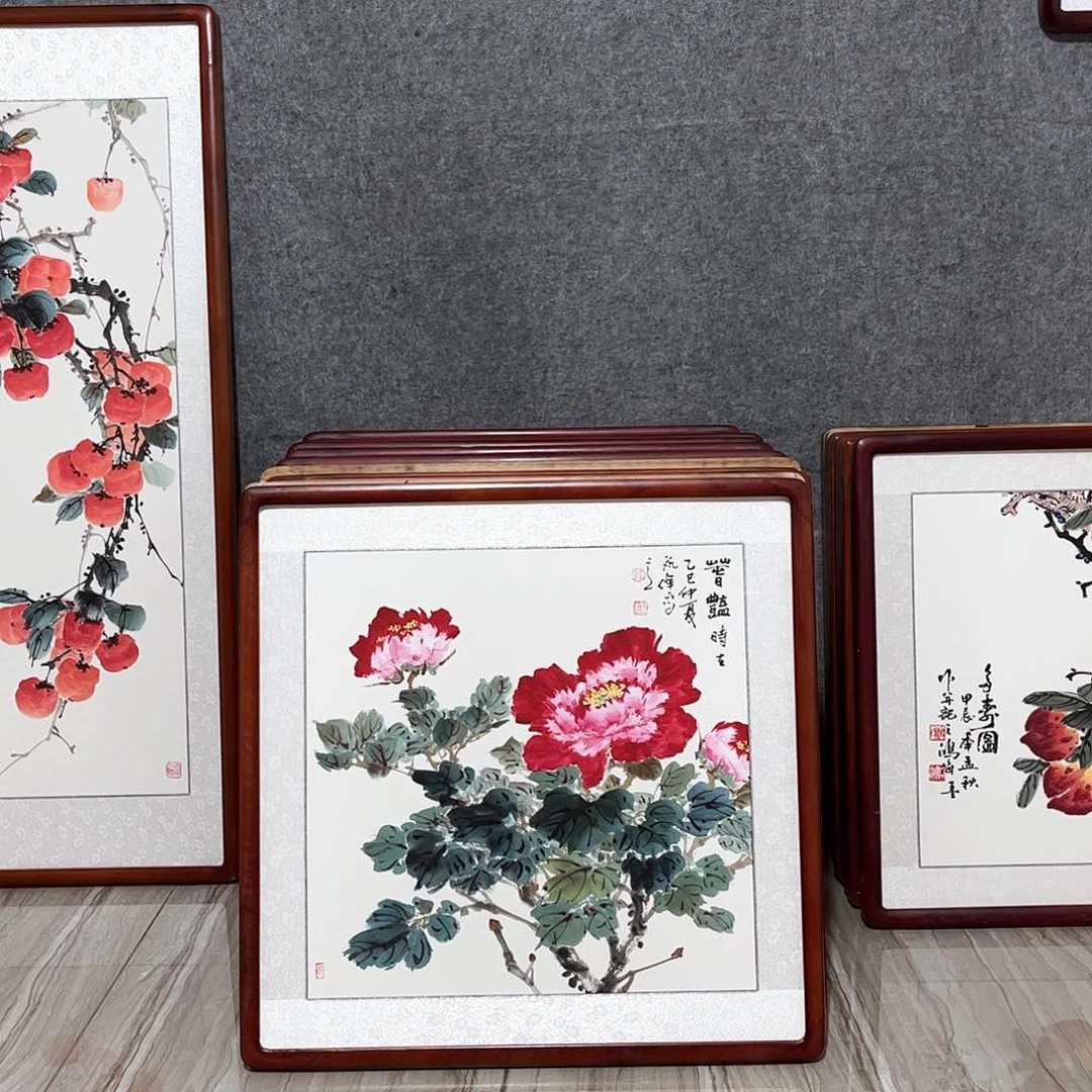 国画书画作品带框63×63