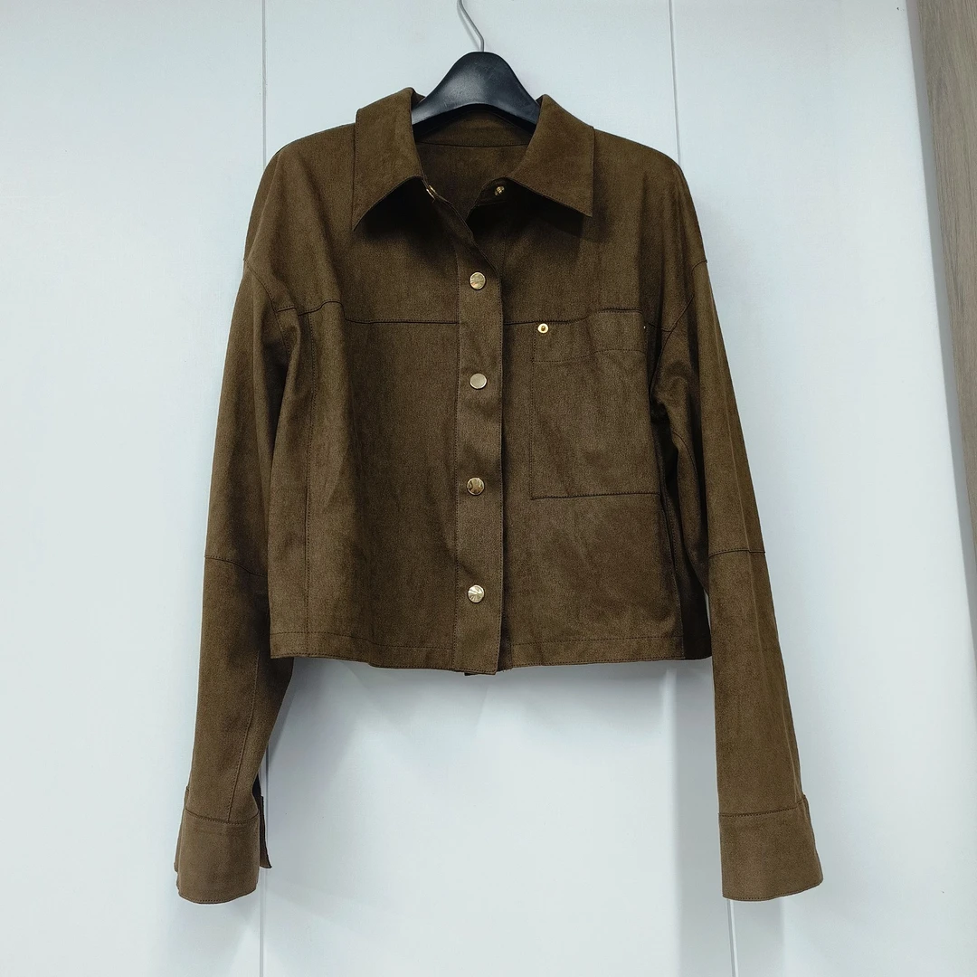 颖依  D*UEMARE松弛工装风翻领单排扣短款休闲外套