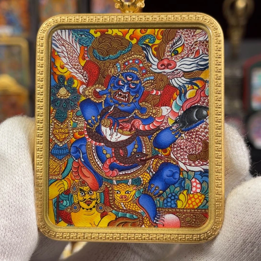 吊坠诠**福小九热贡唐卡精品黑财