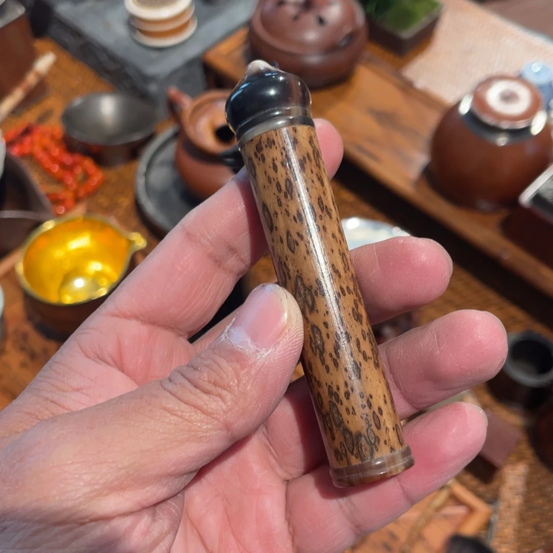 紫砂石头梅鹿竹火折子梅鹿竹火折子