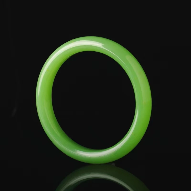 【泓贝珠宝-N659】和田玉苹果绿色高阶典藏级满色手镯NGTC国检证书