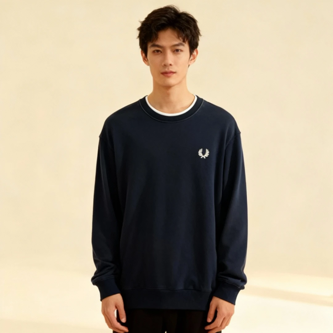 套头涂鸦老鹰潮酷卫衣针织圆领合身型秋季LOGO套头款