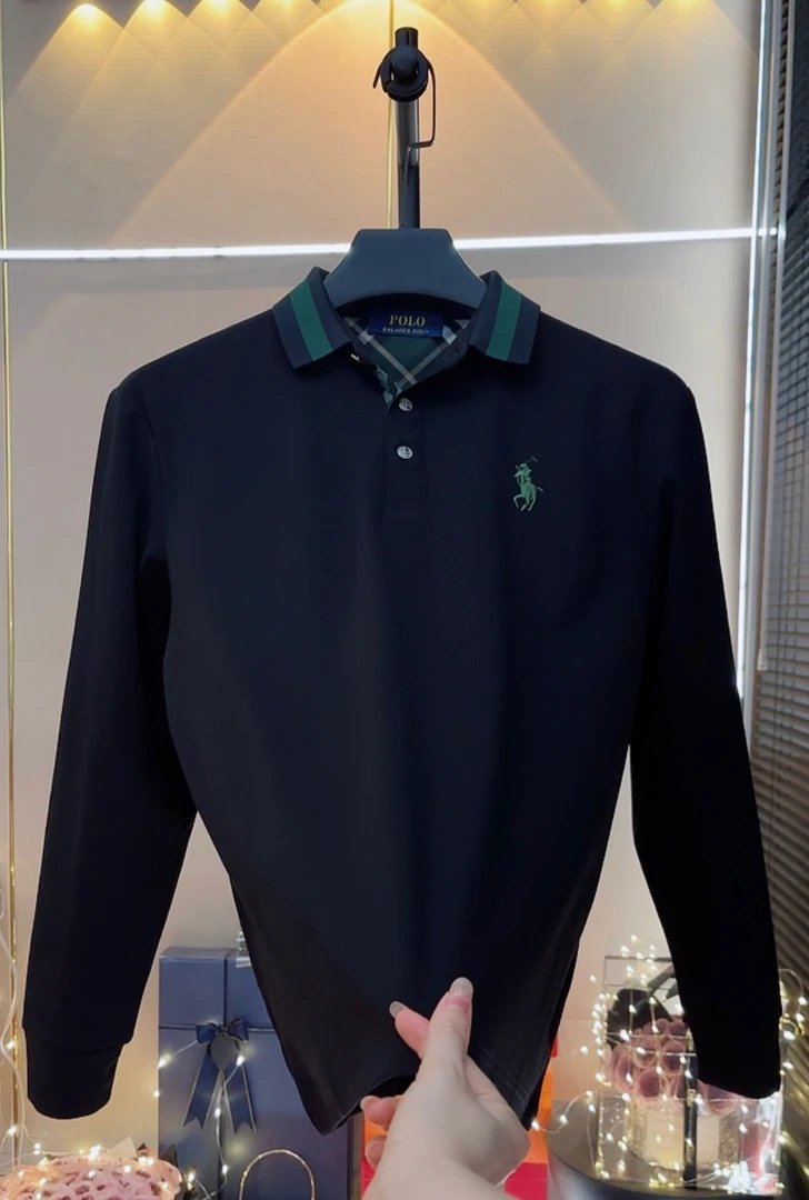 长袖大绿标刺绣男士POLO衫夏季透气舒适休闲百搭上衣