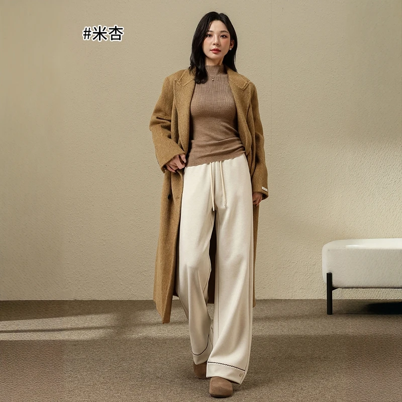 垂顺显瘦 刺绣花边米勒仿羊绒花边阔腿裤RZ2518