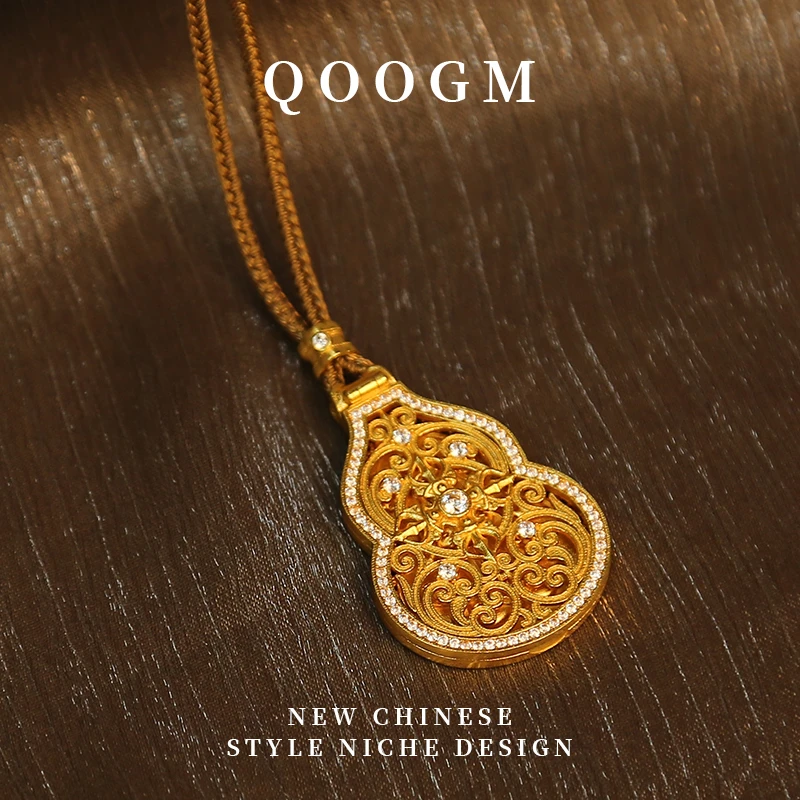 吊坠925银 金色葫芦财神项链新年新中式长款毛衣链挂坠轻奢小众