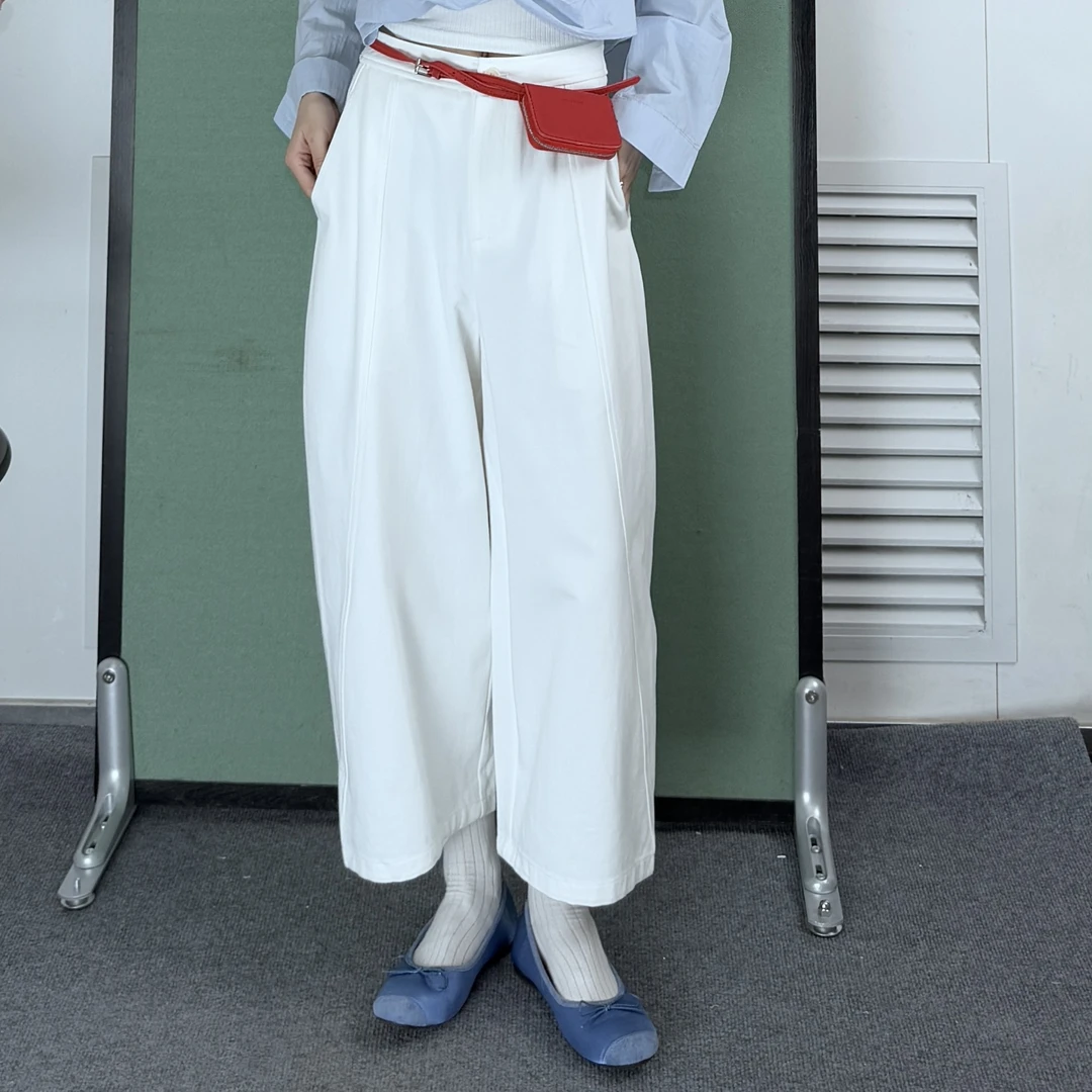 2025春新款韩系时尚宽松显瘦高腰休闲九分气球阔腿裤317903L