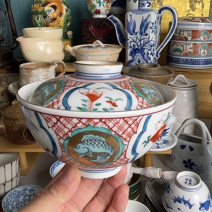 瓷片九谷盖碗大号的不错