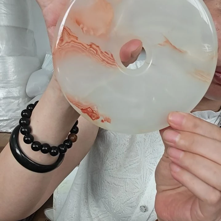 泗水砭石文化馆大玉平安扣手把件