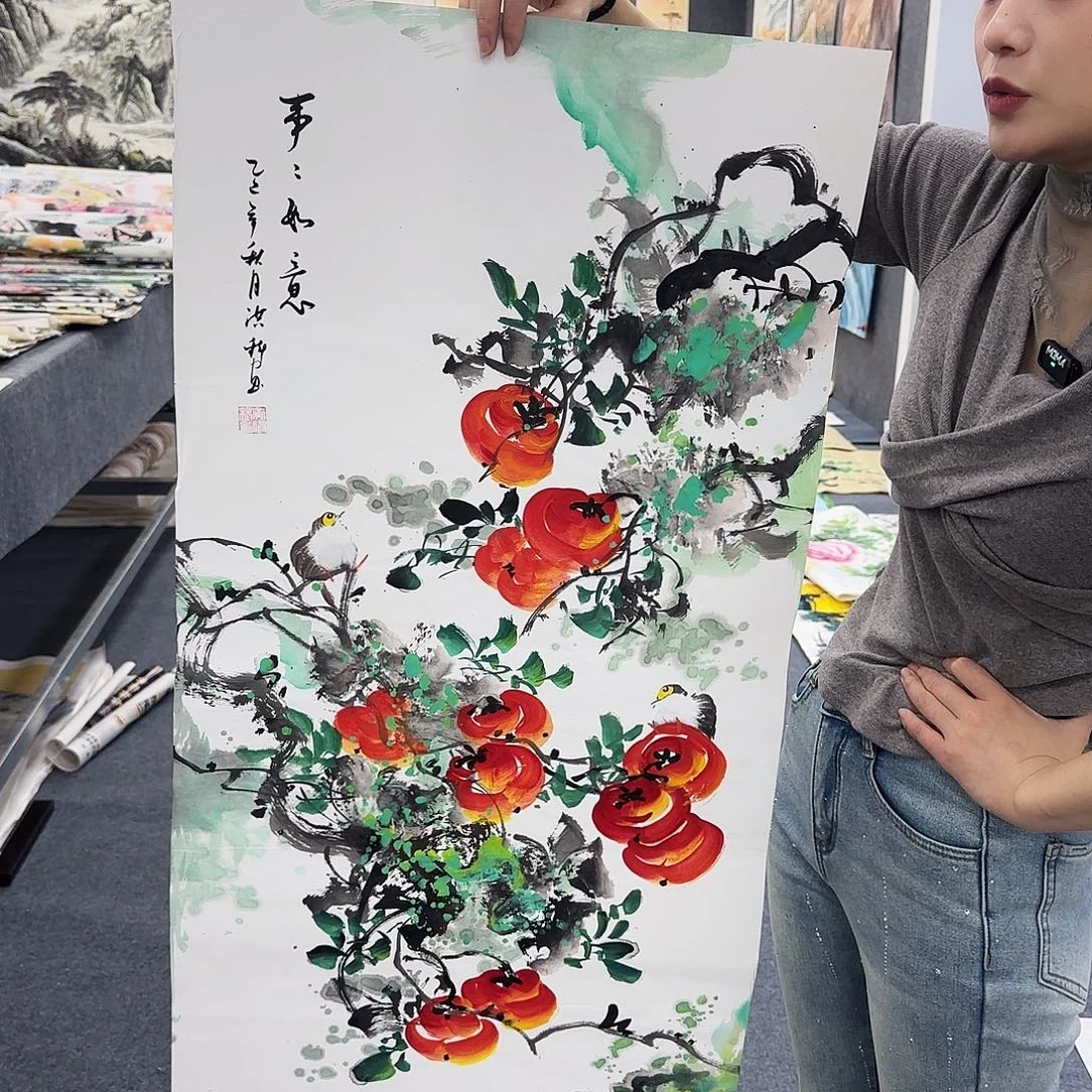 国画作品小姐姐放漏中