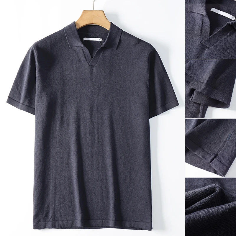 法国针织POLO衫柔软亲肤弹力透气 春夏男士时尚休闲海鸥领短袖T恤