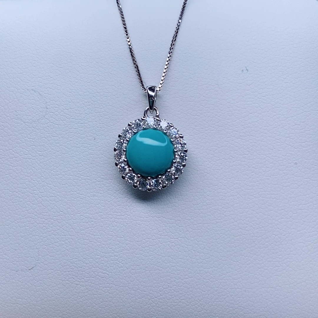 绿松石吊坠银S925镶嵌