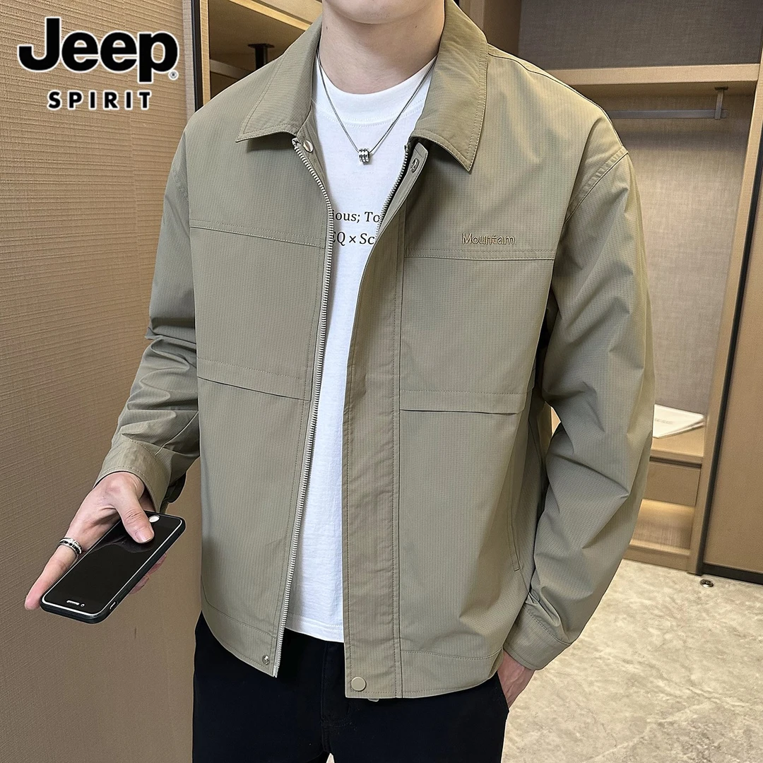 JEEP SPIRIT吉普男士夹克2025新款春秋季潮流工装翻领休闲外套男