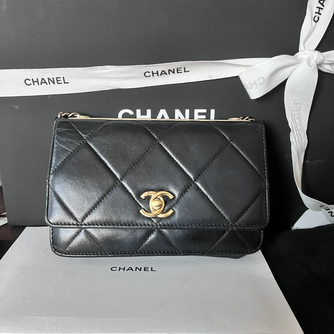 95新 Chanel/香奈儿 黑金trendy cc woc28开