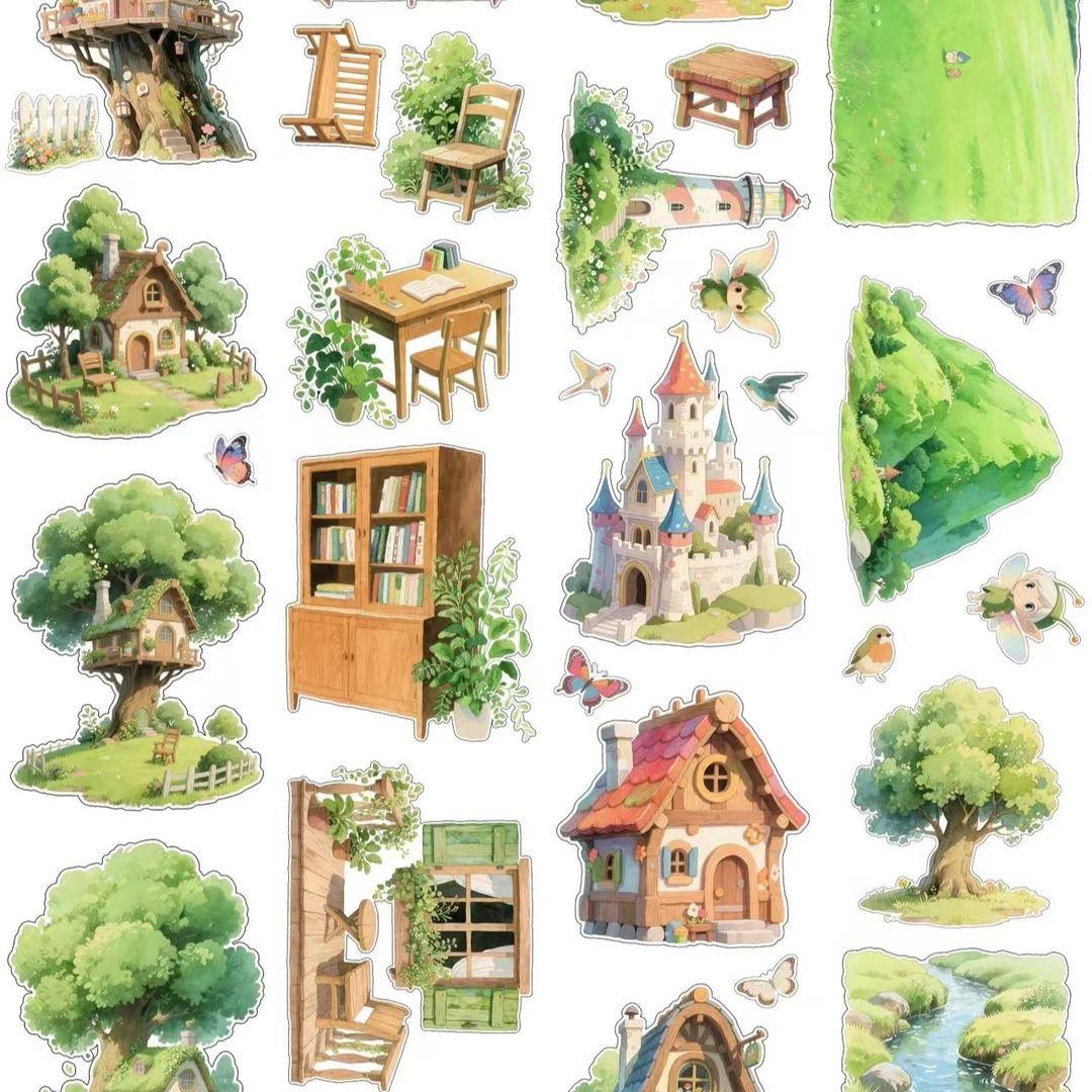 7号 切膜 PET童话小屋胶带 {两单起发}一大张 四个款 每款3米