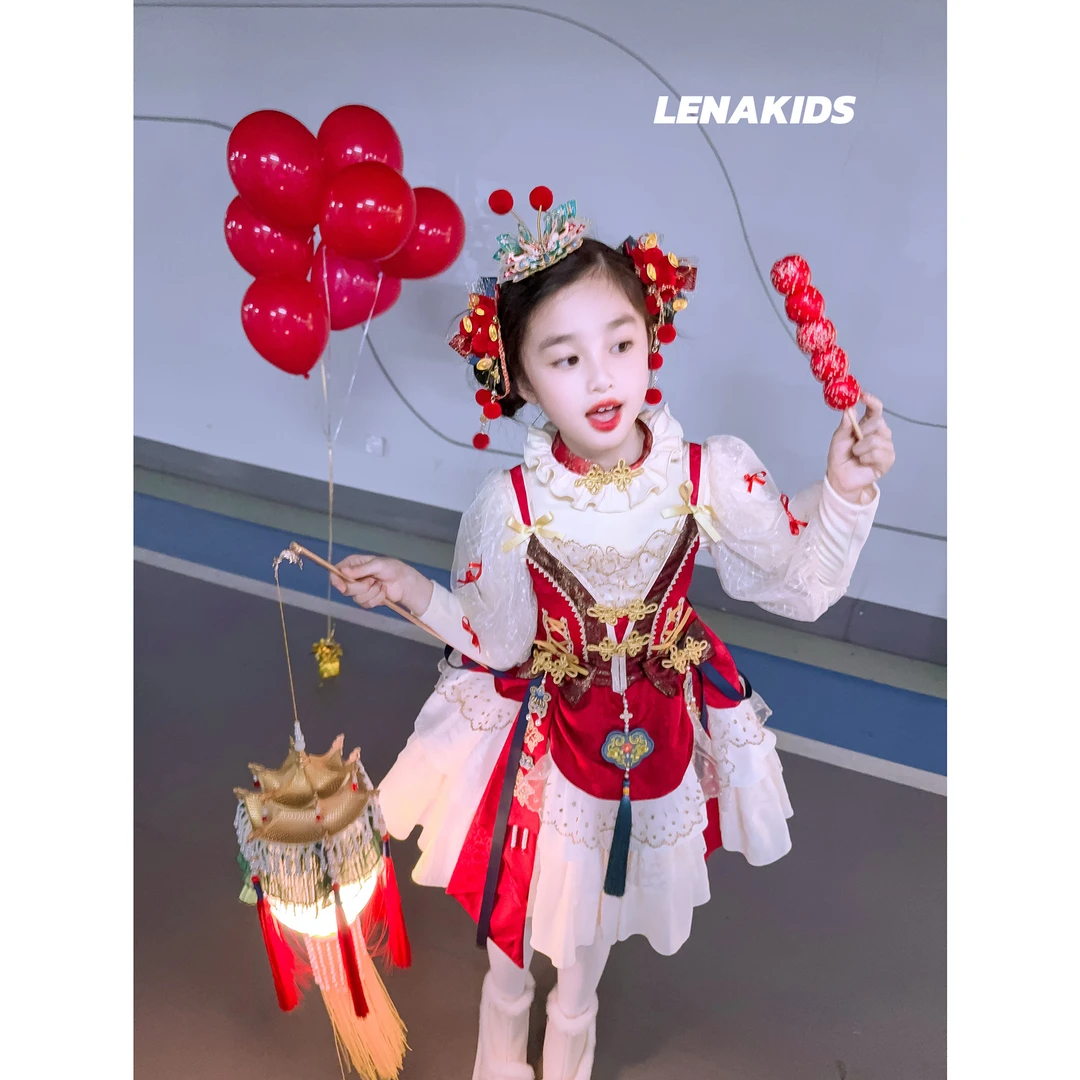 Lenakids【现货】年款连衣裙·重工高定蕾丝内搭连衣裙24112402