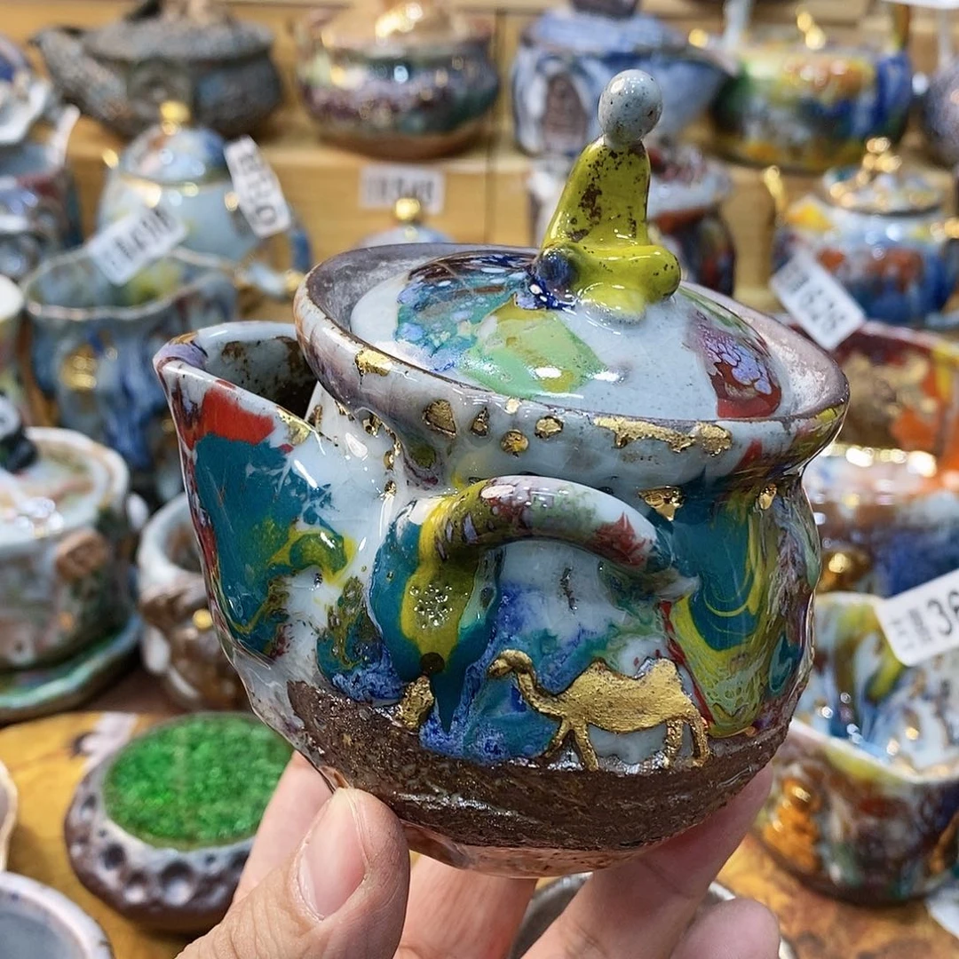 粗陶志野柴烧茶器