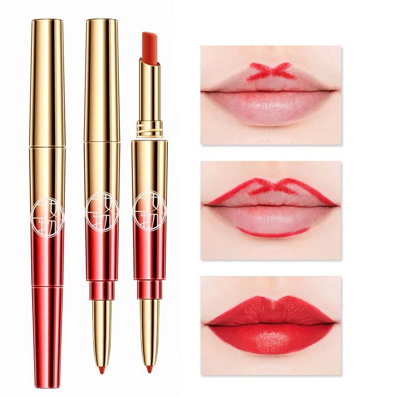旋转双头推荐双头唇线勾勒笔唇形持久显色哑光防水防汗笔刷口红