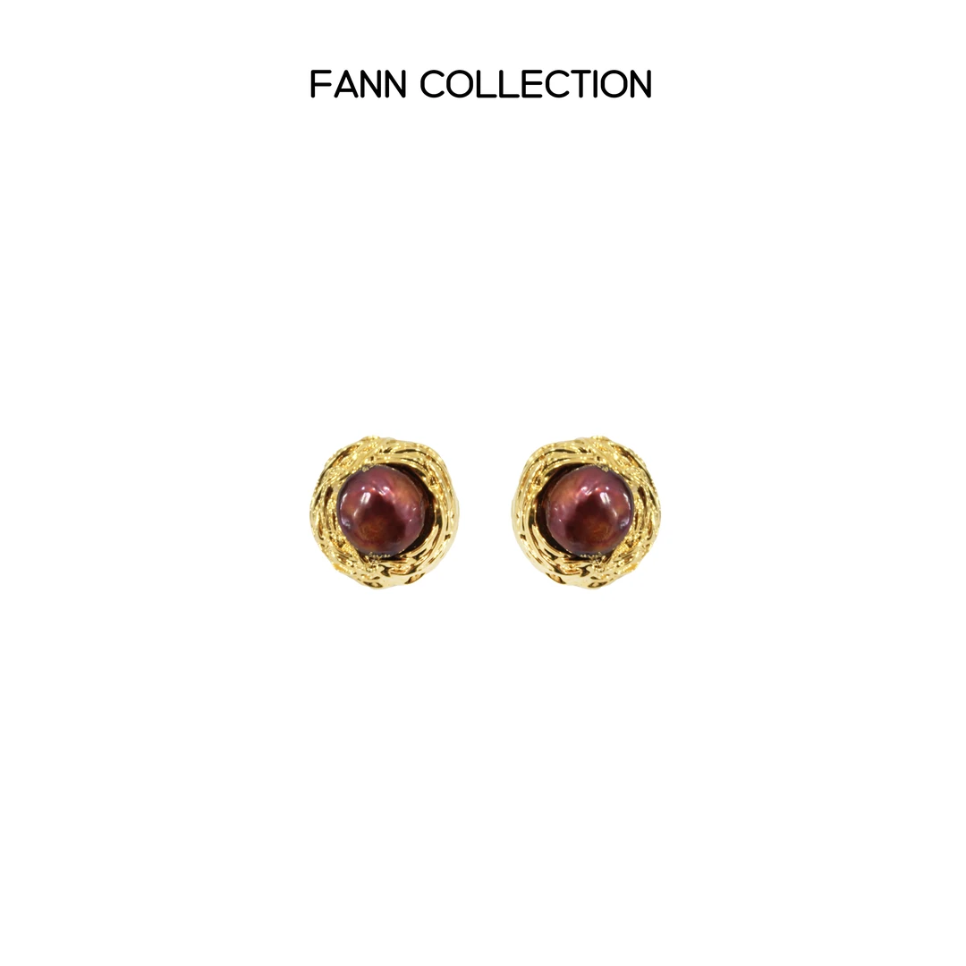 黄铜仿珍珠耳饰 饭饭FANN COLLECTION 红豆 复古宫廷耳环FANNS041