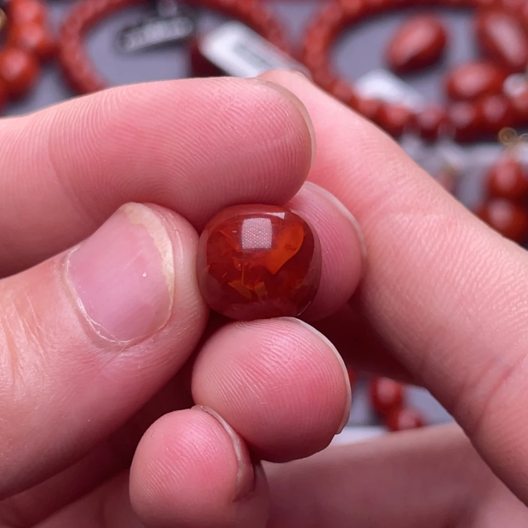 未镶嵌其他南红玛瑙11mm瓦西玫红火焰纹原矿单珠