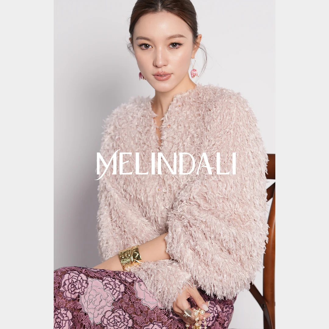Melinda Li【粉黛子】法式千金贵气感羽毛纱醋酸里短款开衫外套秋