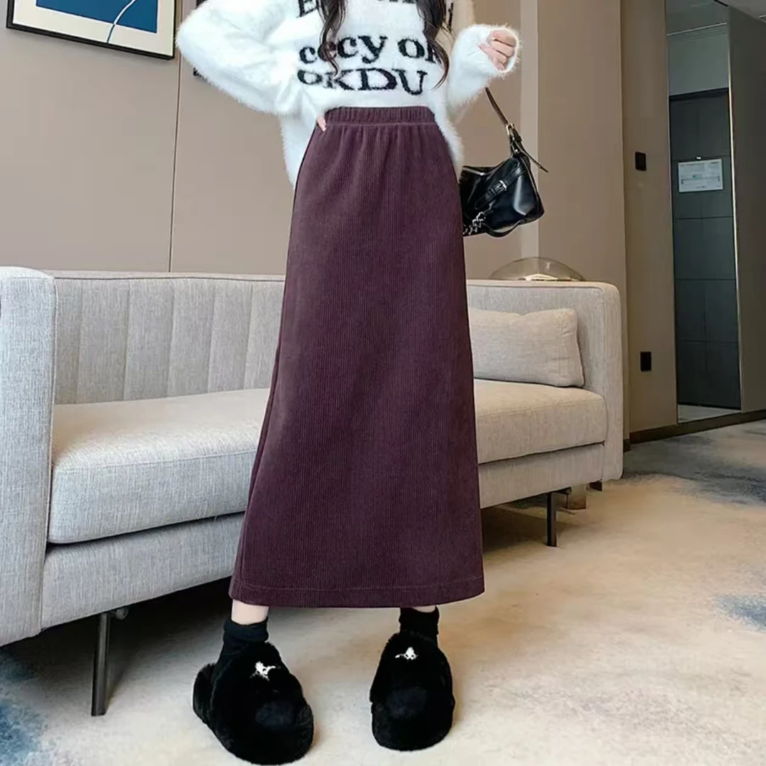 【瑶瑶专属】6813【裙长80】雪尼尔加绒加厚半身裙2025秋冬高腰中长款
