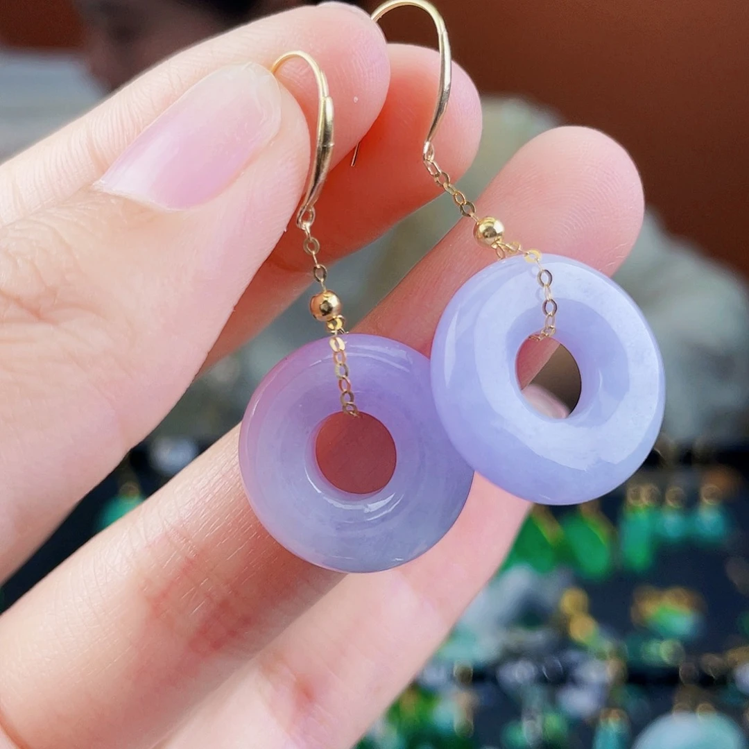 翡翠18K金镶嵌耳饰饰品