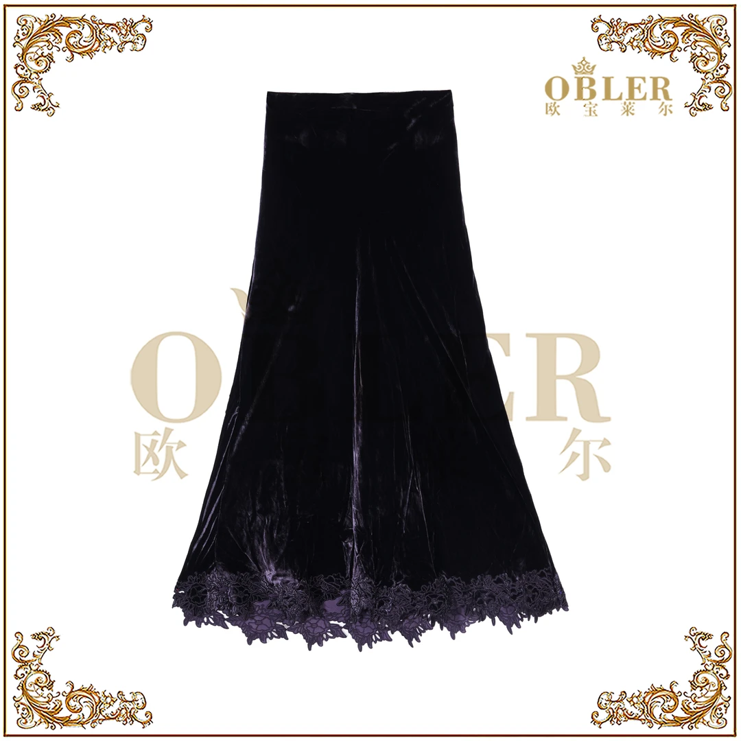 2025新款高定真丝丝绒A字半身裙305-A-25808