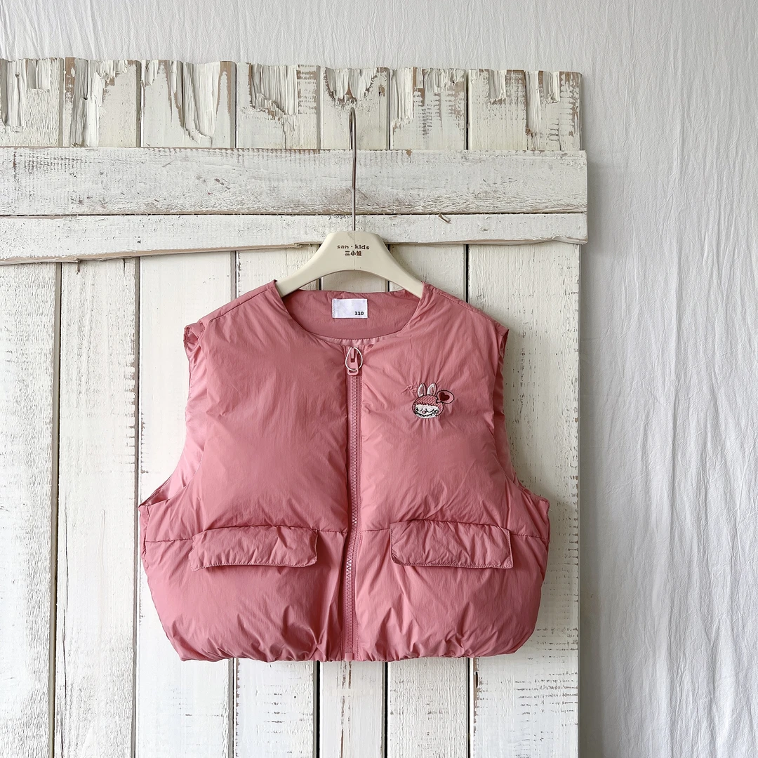 女童棉服手塞棉 马甲冬季新款面包坎肩保暖洋气背心上衣 95021