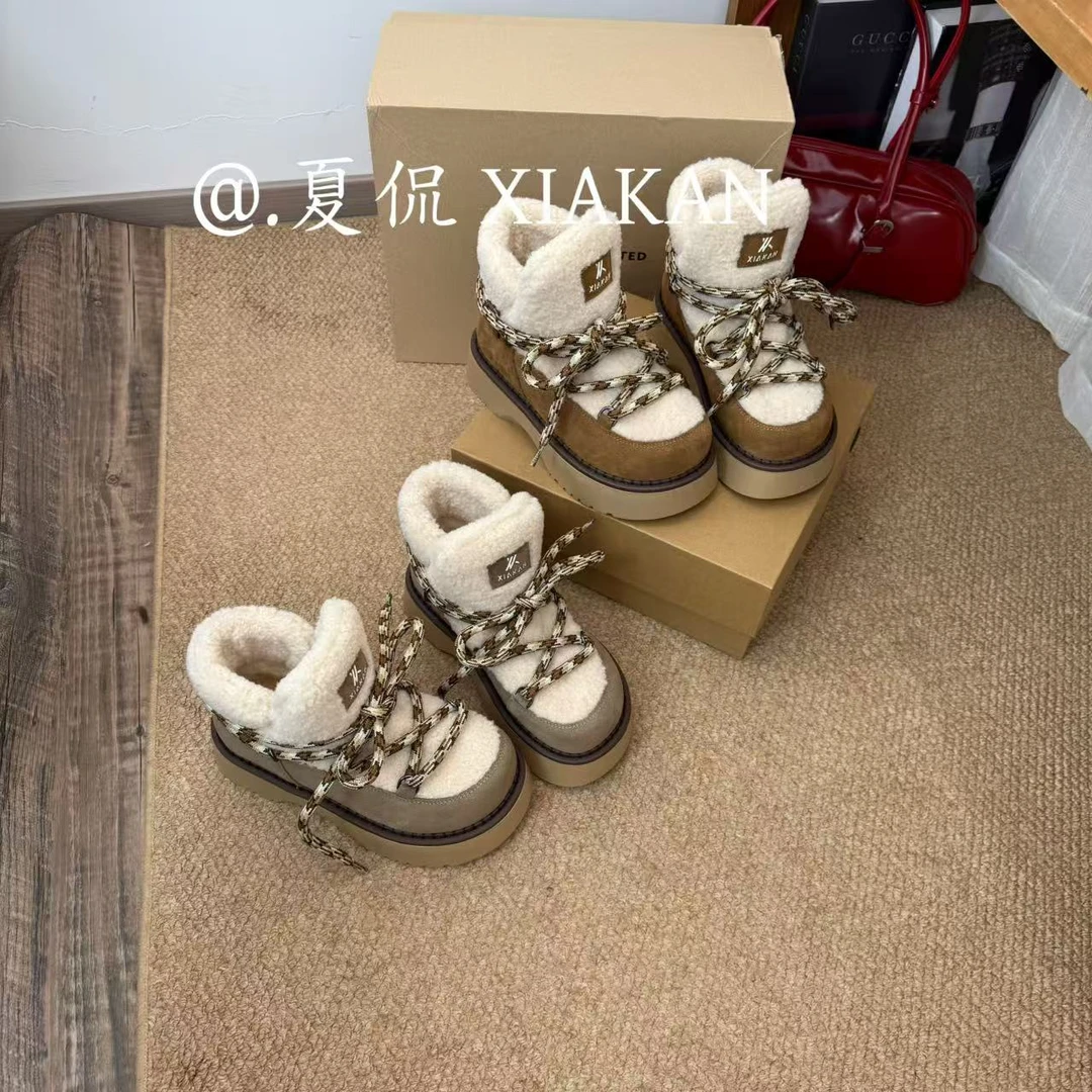 夏侃【FANGXIANG】增高7公分秋冬新款小众设计时尚雪地靴女ZX-8287