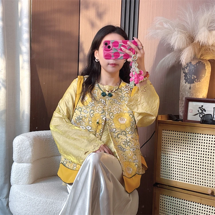 【花样牡丹】2025新款新中式马甲女装宽松立体浮雕提花秋季上衣马夹