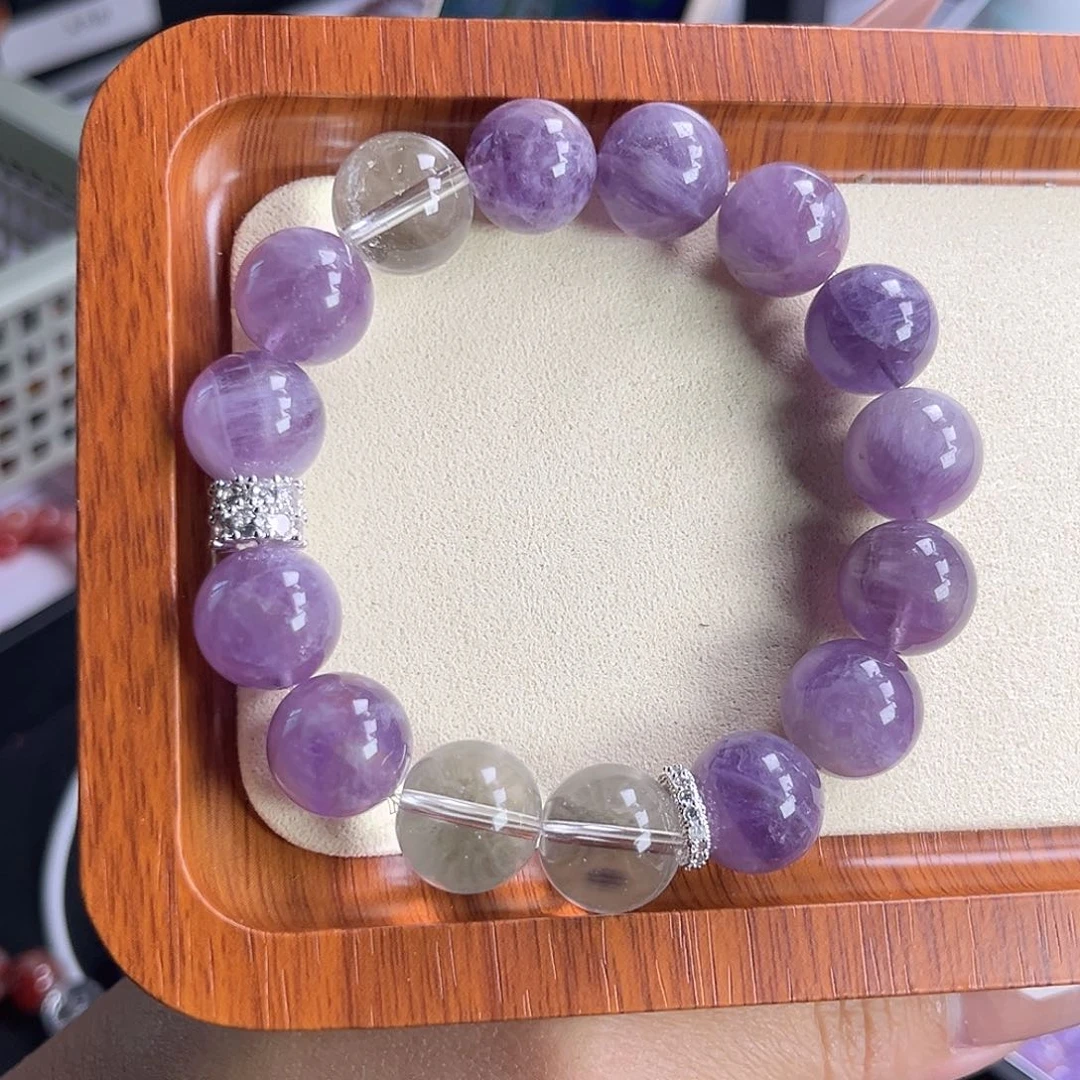 水晶手串未镶嵌13mm 紫兔毛