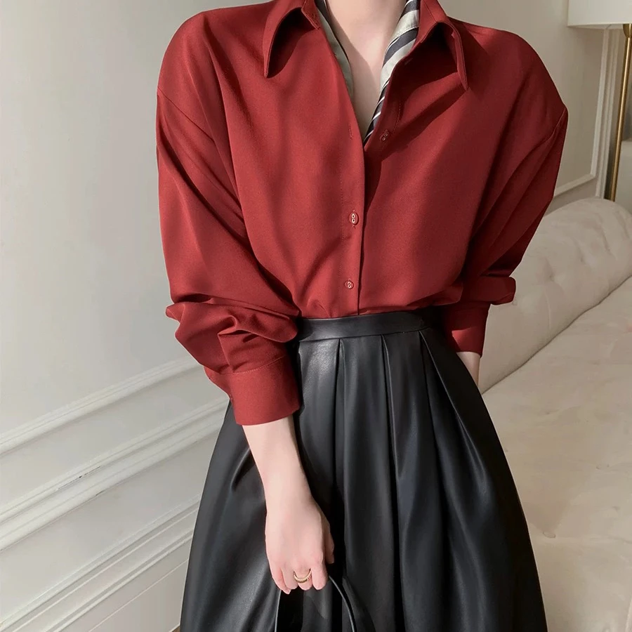 05669高级感女神必备单品高腰百褶Pu皮半身裙百搭显瘦气质