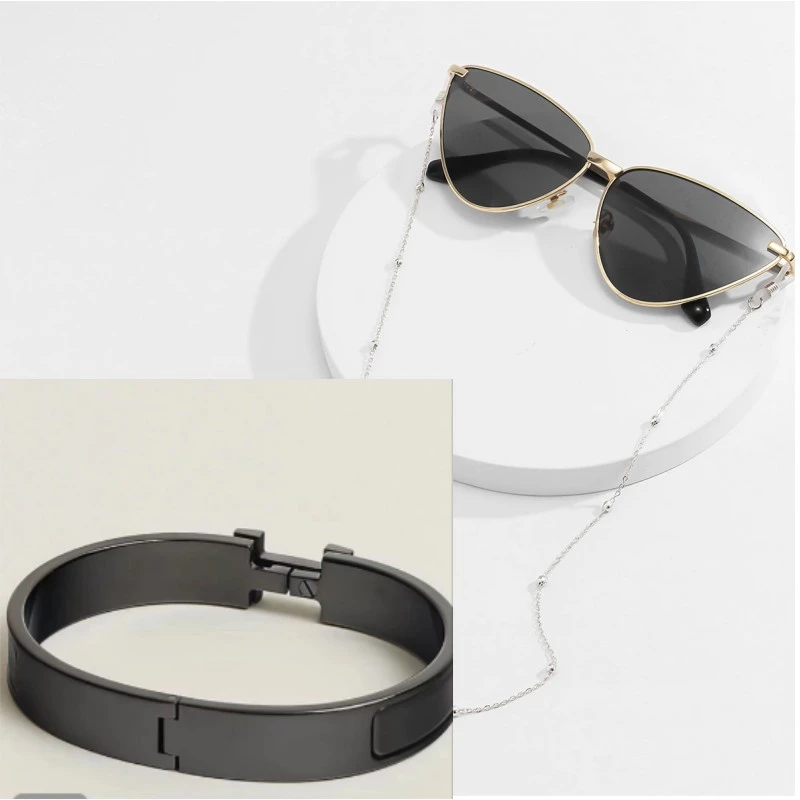 钉子 H 银黑手作网红气质百搭眼镜链