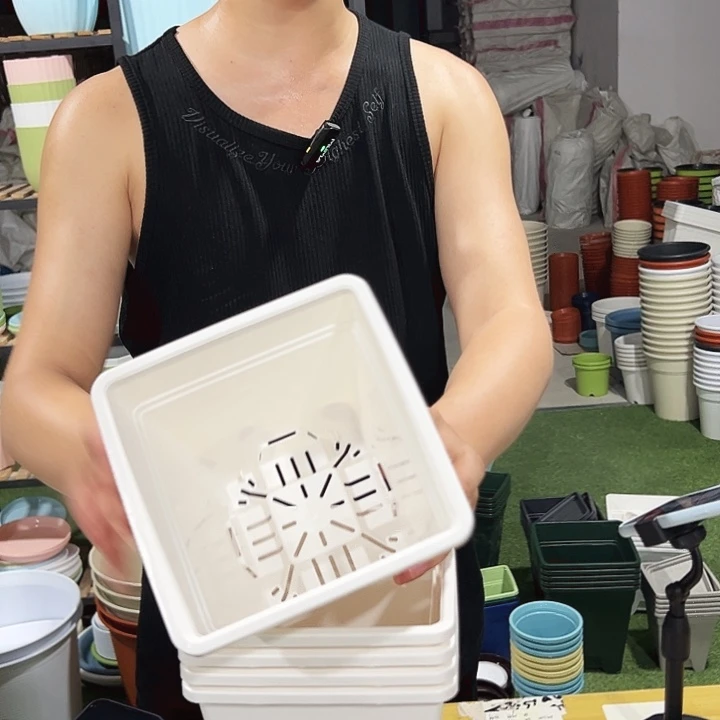 正品方形口16高18白色带托5只