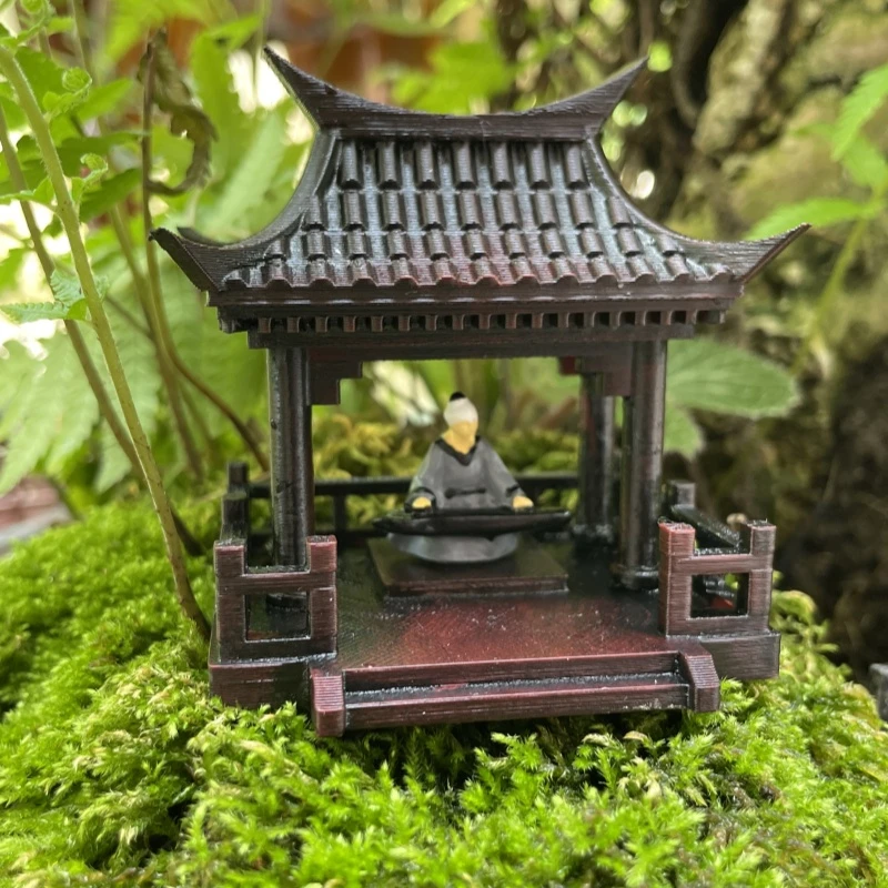 伯牙亭摆件适合假山石盆景微景观造景中式创意手工摆设
