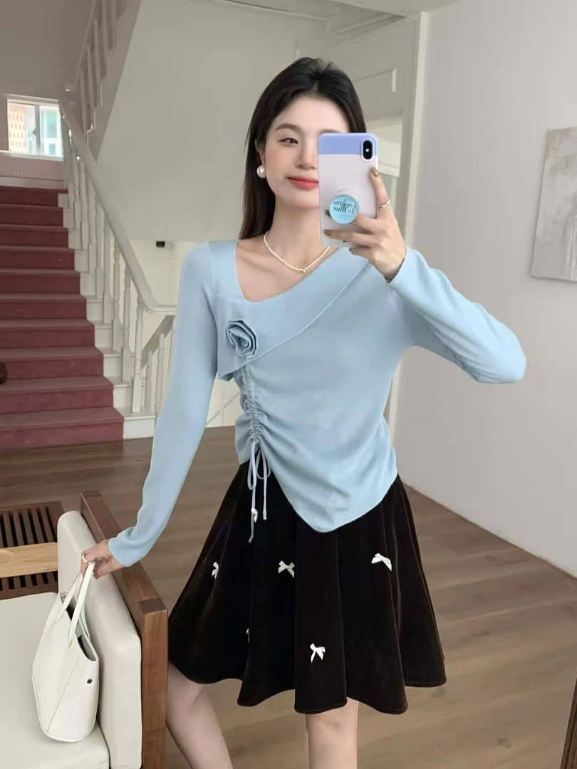 351-400套头款纯色常规款秋季女毛针织衫百搭莫奈花园风