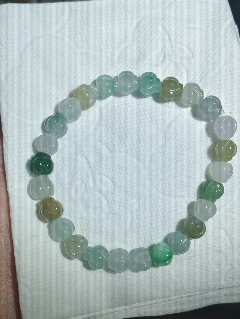 天然翡翠莲花珠手串