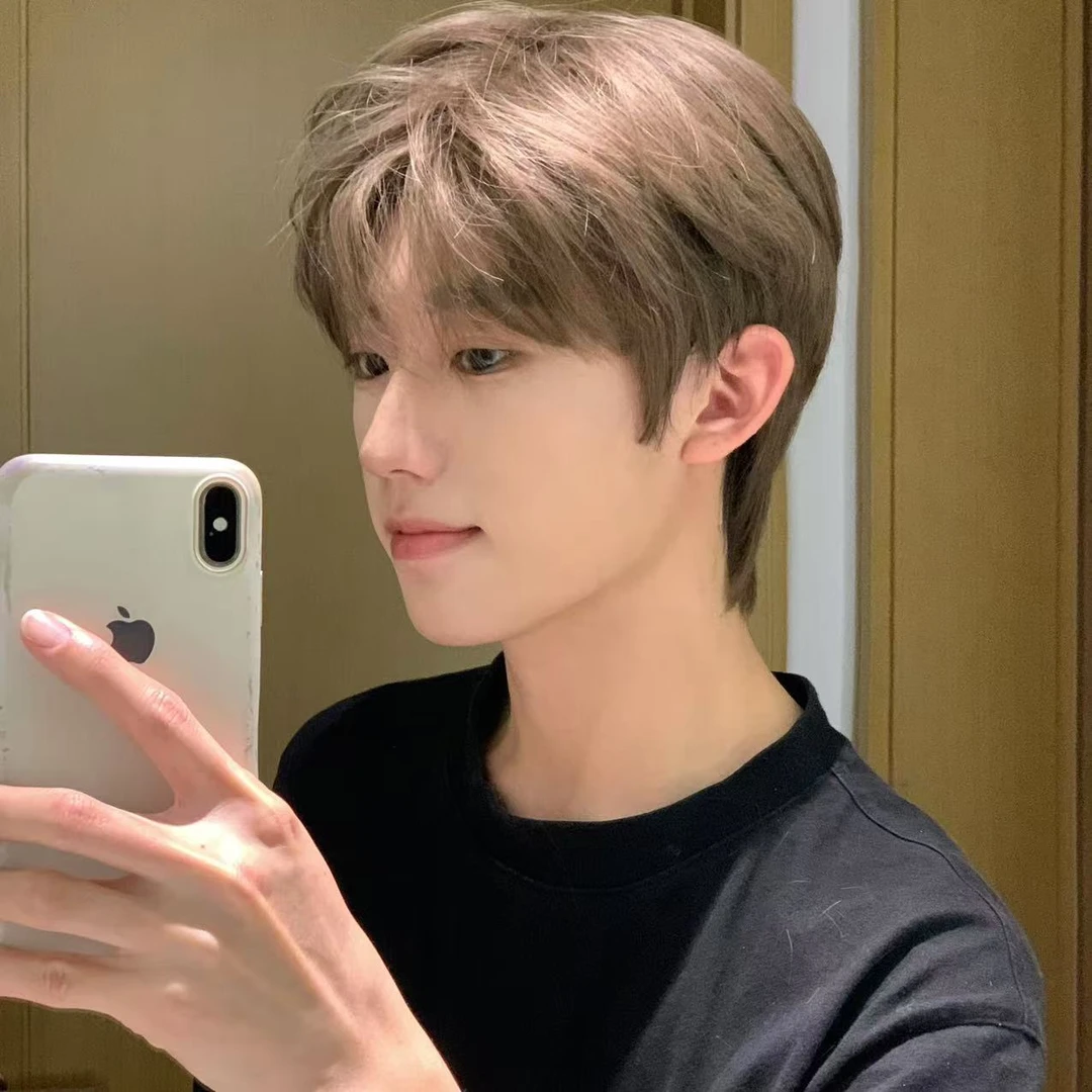 【祭和平专属】美宿假发韩版自然蓬松冷棕色微分碎盖男款全头套假发